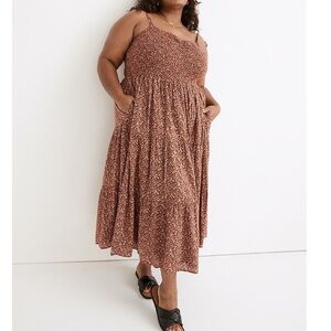 Madewell Lucie Tie-Strap Tiered Midi Dress Size XL